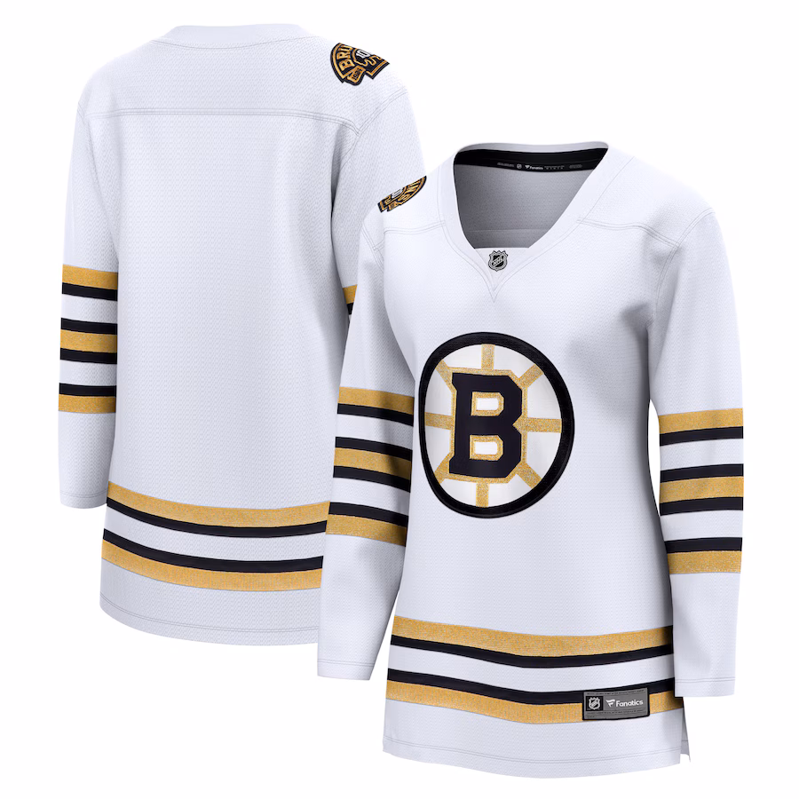 Women's Boston Bruins Fanatics White 100th Anniversary Premier Breakaway Jersey