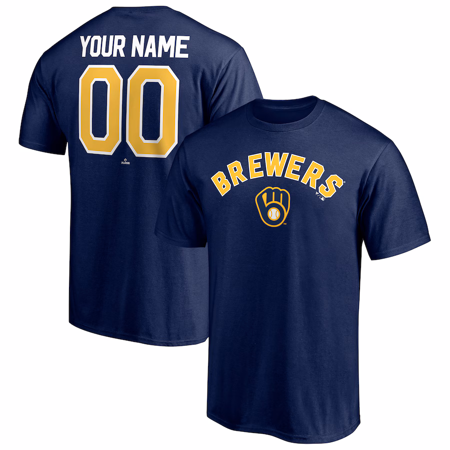Men's Milwaukee Brewers Navy Personalized Team Winning Streak Name & Number T-Shirt
