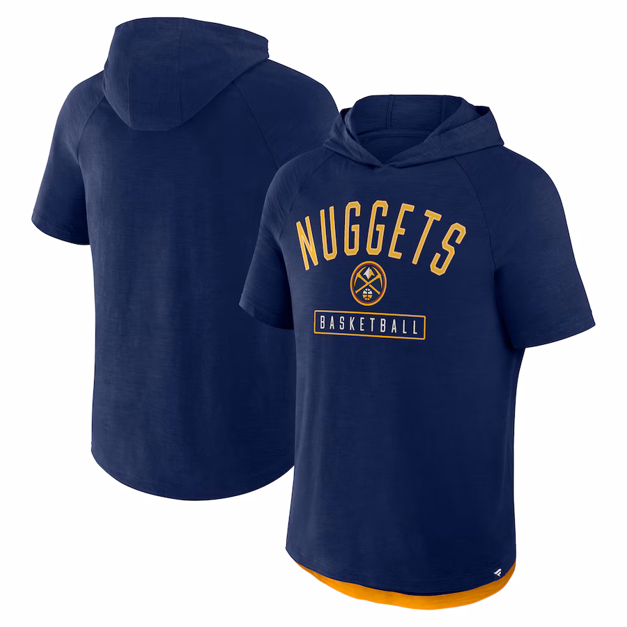 Men's Denver Nuggets Fanatics Athletic Navy Pass Legend Hooded T-Shirt
