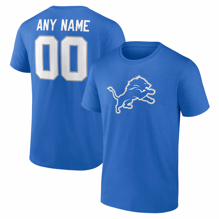 Men's Detroit Lions  Blue Team Authentic Custom T-Shirt