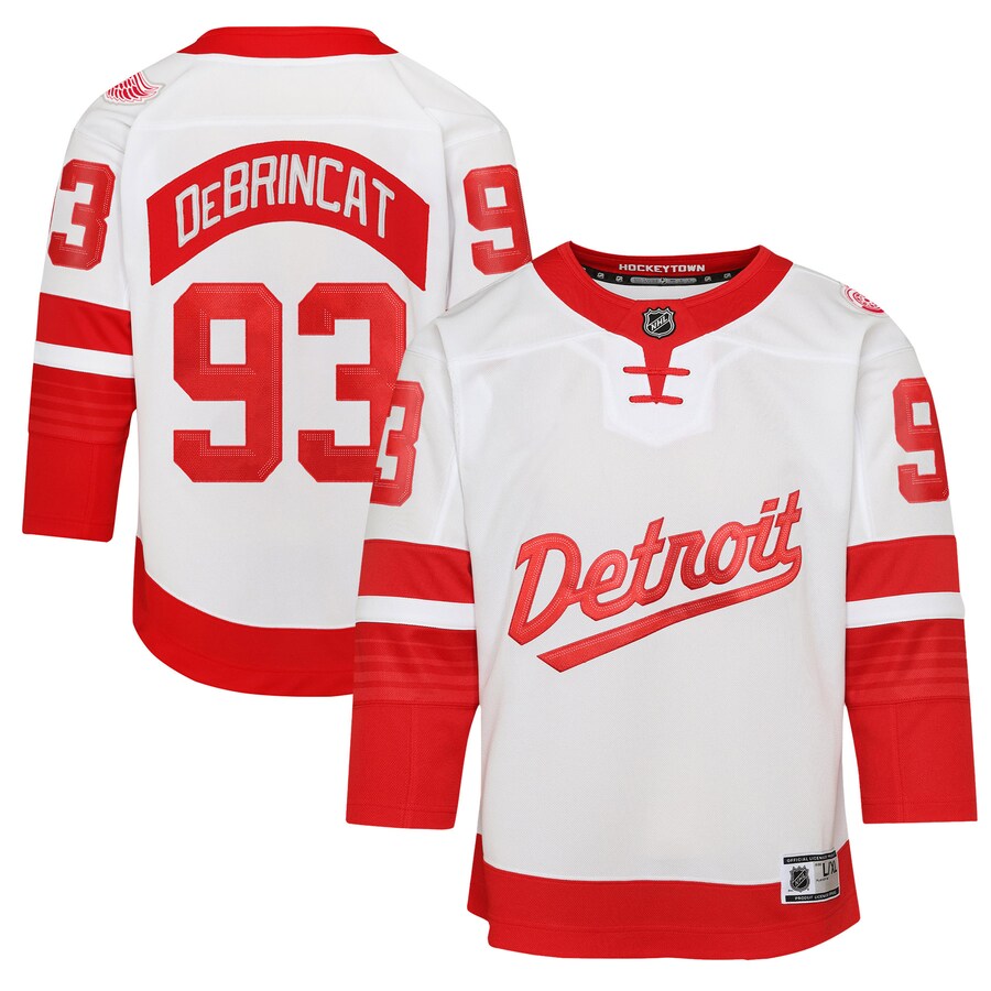 Youth Detroit Red Wings Alex DeBrincat White 2025 NHL Stadium Series Premier Player Jersey