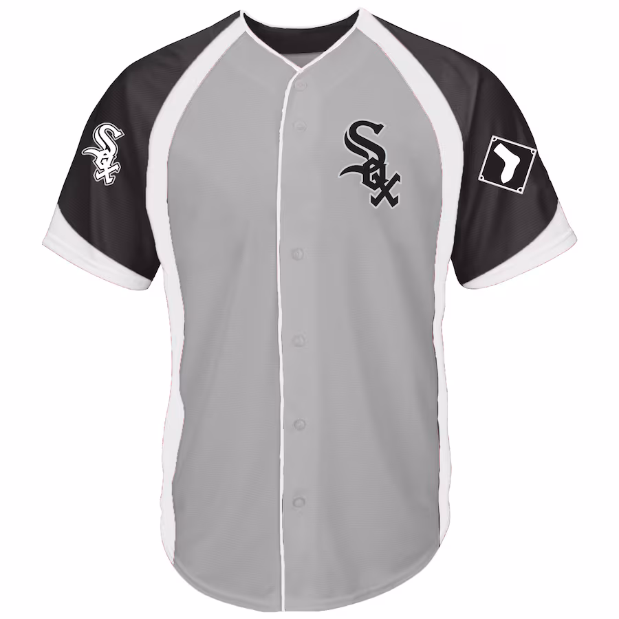 Men's Chicago White Sox Gray/Black Big & Tall Colorblock Full-Button Jersey
