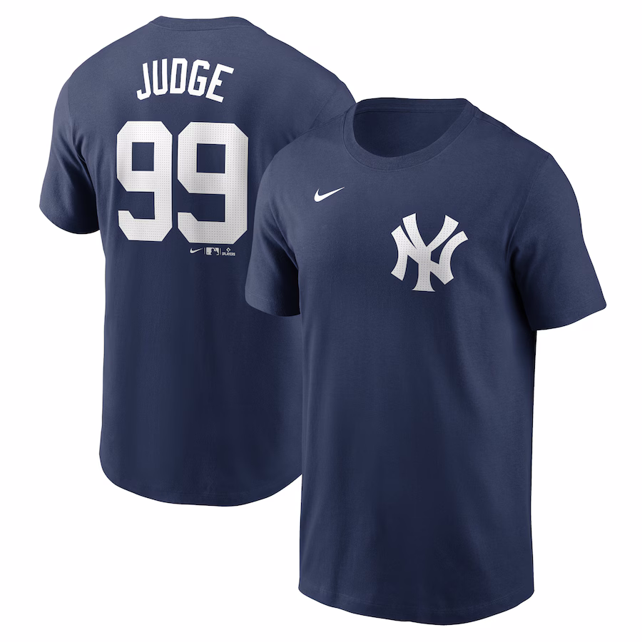 Men's New York Yankees Aaron Judge Nike Navy Fuse Name & Number T-Shirt