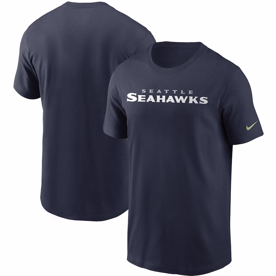 Men's Seattle Seahawks Nike College Navy Team Wordmark T-Shirt