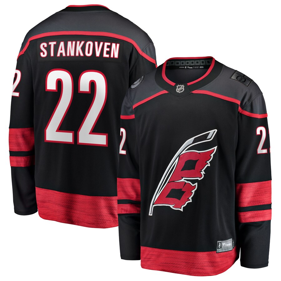 Men's Carolina Hurricanes Logan Stankoven Fanatics Black Home Breakaway Jersey