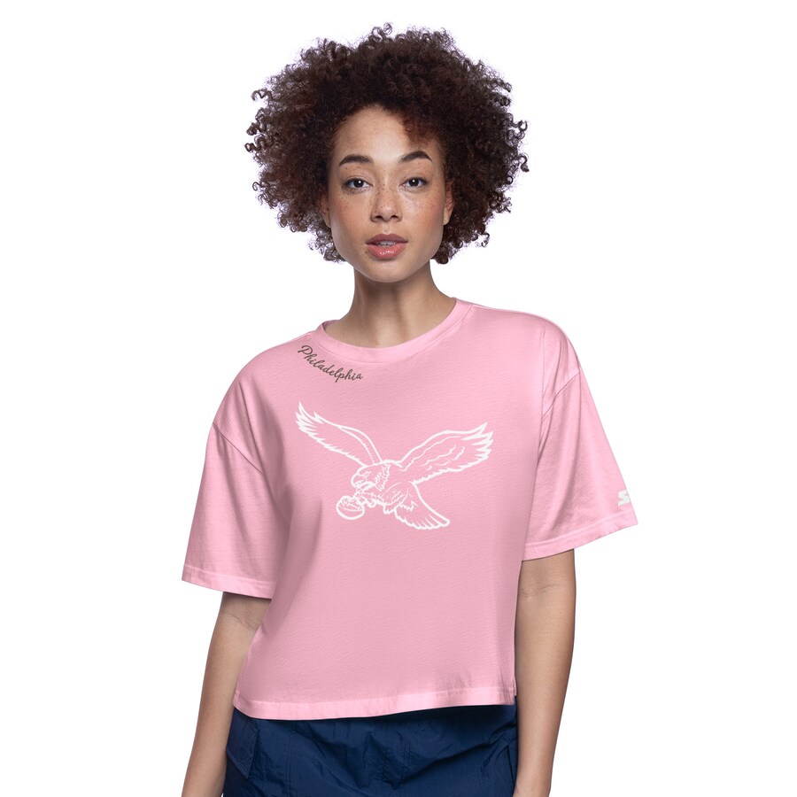 Women's Philadelphia Eagles  Starter Pink Play the Ball Boxy Cropped T-Shirt