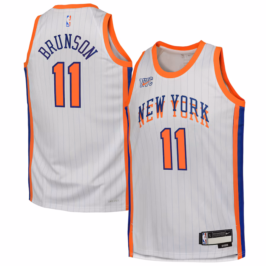 Youth New York Knicks Jalen Brunson Nike White 2024/25 Swingman Player Jersey - City Edition