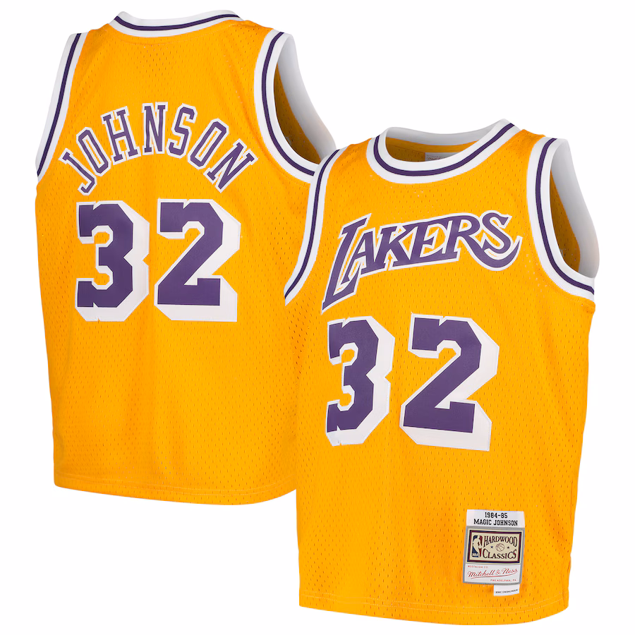 Youth Los Angeles Lakers Magic Johnson Mitchell & Ness Gold Swingman Throwback Jersey