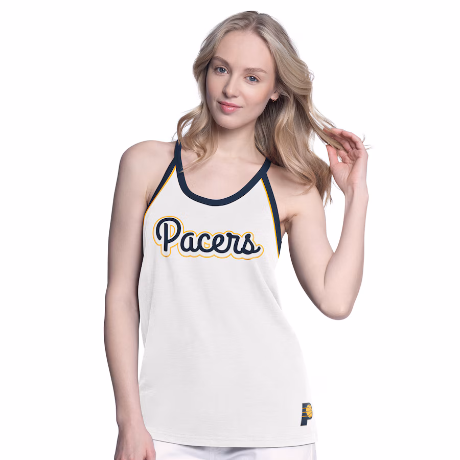 Women's Indiana Pacers G-III 4Her by Carl Banks White Curveball Racerback Tank Top