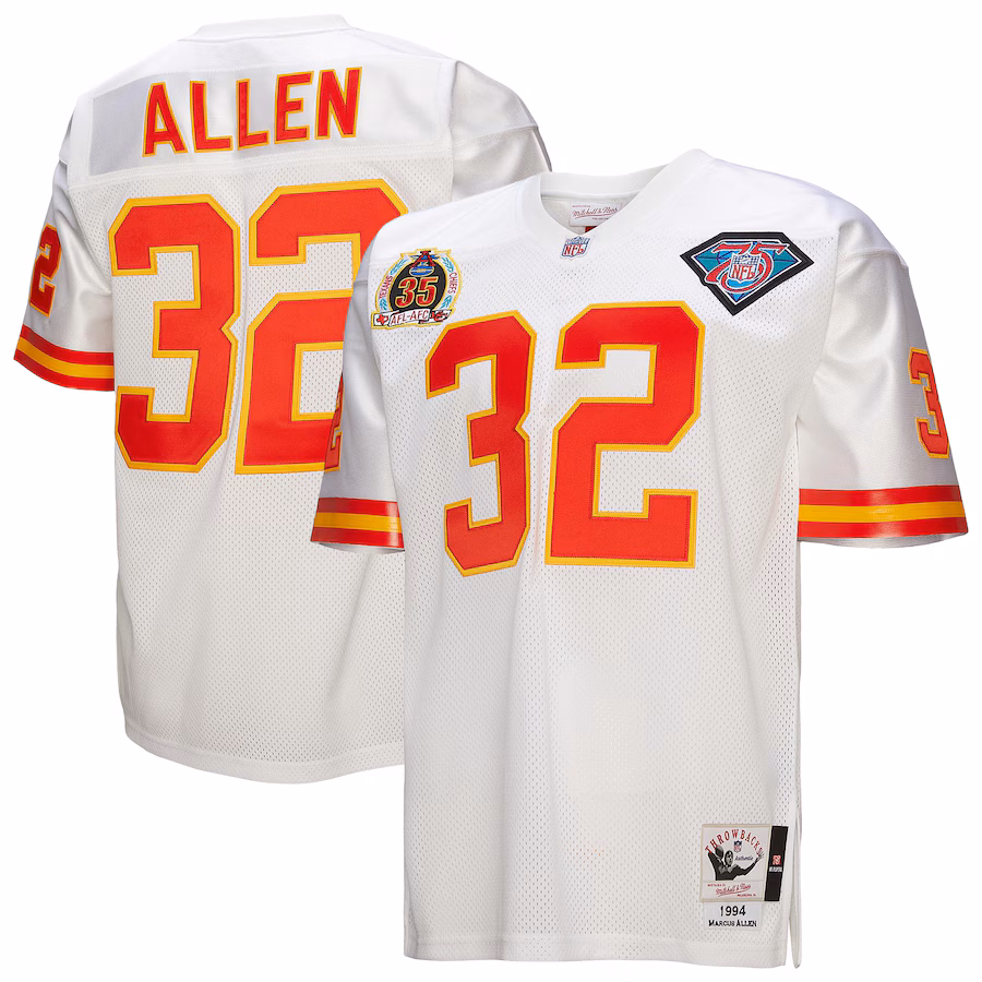 Men's Kansas City Chiefs 1994 Marcus Allen Mitchell & Ness White Authentic Throwback Retired Player Jersey