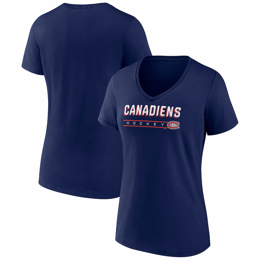 Women's Montreal Canadiens Fanatics Navy V-Neck T-Shirt