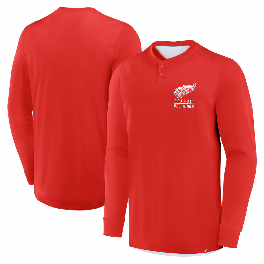 Men's Detroit Red Wings Fanatics Red Adrenaline Push Long Sleeve T-Shirt
