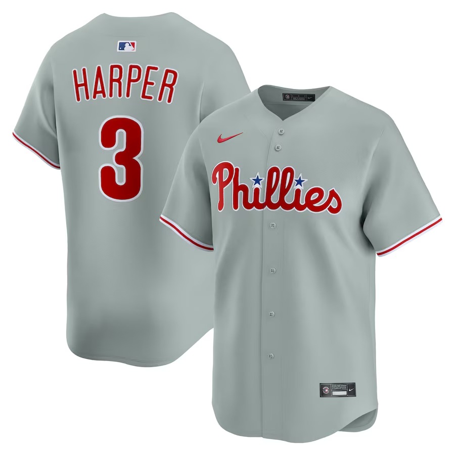 Men's Philadelphia Phillies Bryce Harper Nike Gray Alternate Limited Player Jersey