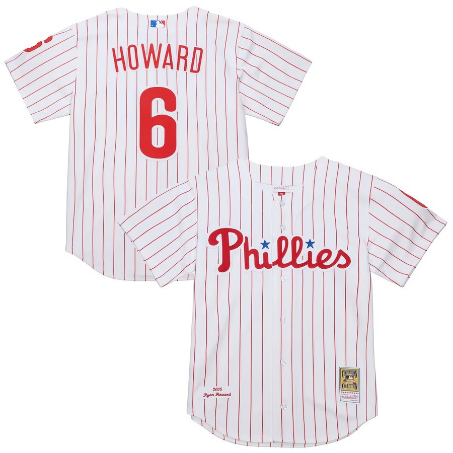 Men's Philadelphia Phillies Ryan Howard Mitchell & Ness White Cooperstown Collection Authentic Jersey
