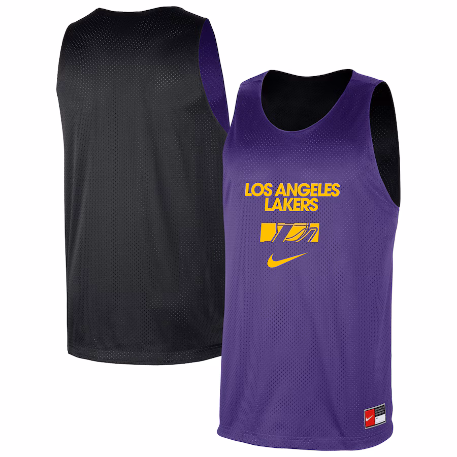 Men's Los Angeles Lakers Nike Purple/Black Courtside Reversible Mesh Practice Jersey