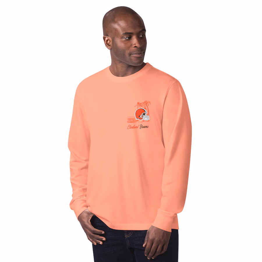 Men's Cleveland Browns Margaritaville Orange It's Five O'Clock Somewhere Long Sleeve T-Shirt