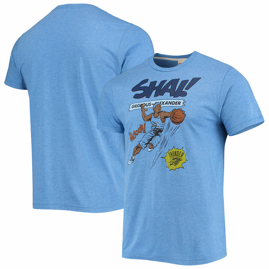 Men's Oklahoma City Thunder Shai Gilgeous-Alexander Homage Light Blue Comic Book Player Tri-Blend T-Shirt