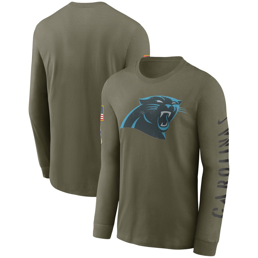 Men's Carolina Panthers Nike Olive Salute To Service Long Sleeve T-Shirt