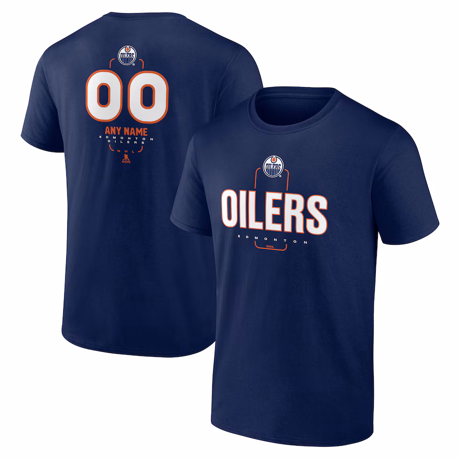 Men's Edmonton Oilers Navy Personalized Name & Number Midfielder T-Shirt