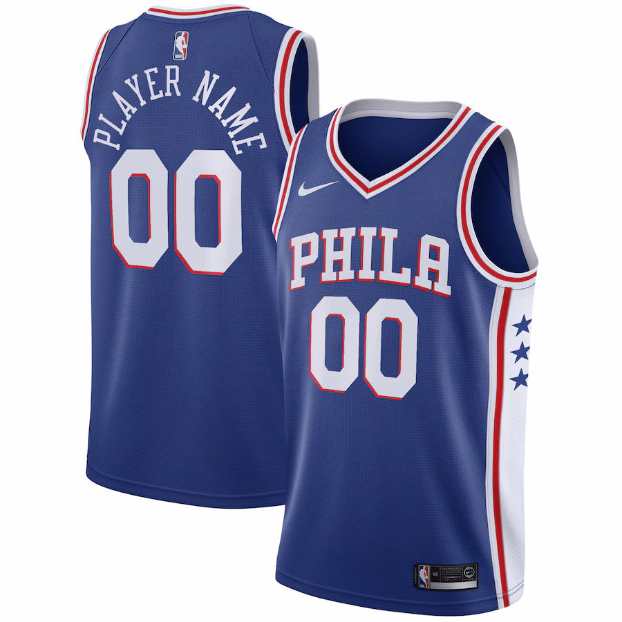 Men's Philadelphia 76ers Nike Blue Swingman Custom Jersey - Icon Edition