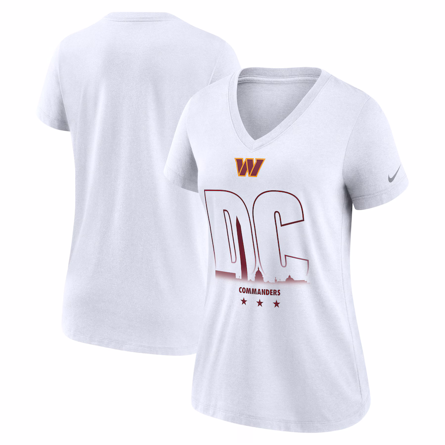 Women's Washington Commanders Nike White Tri-Blend V-Neck T-Shirt
