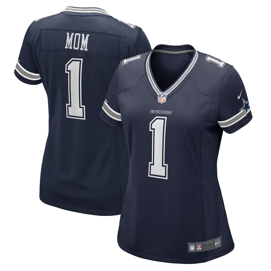 Women's Dallas Cowboys Number 1 Mom Nike Navy Game Jersey