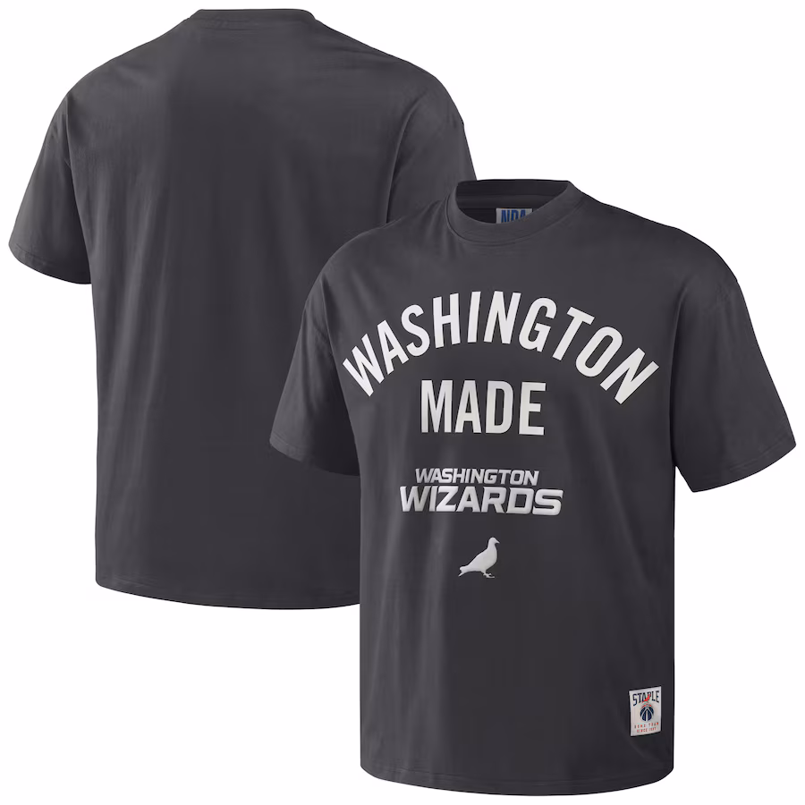 Men's Washington Wizards NBA x Staple Anthracite Heavyweight Oversized T-Shirt