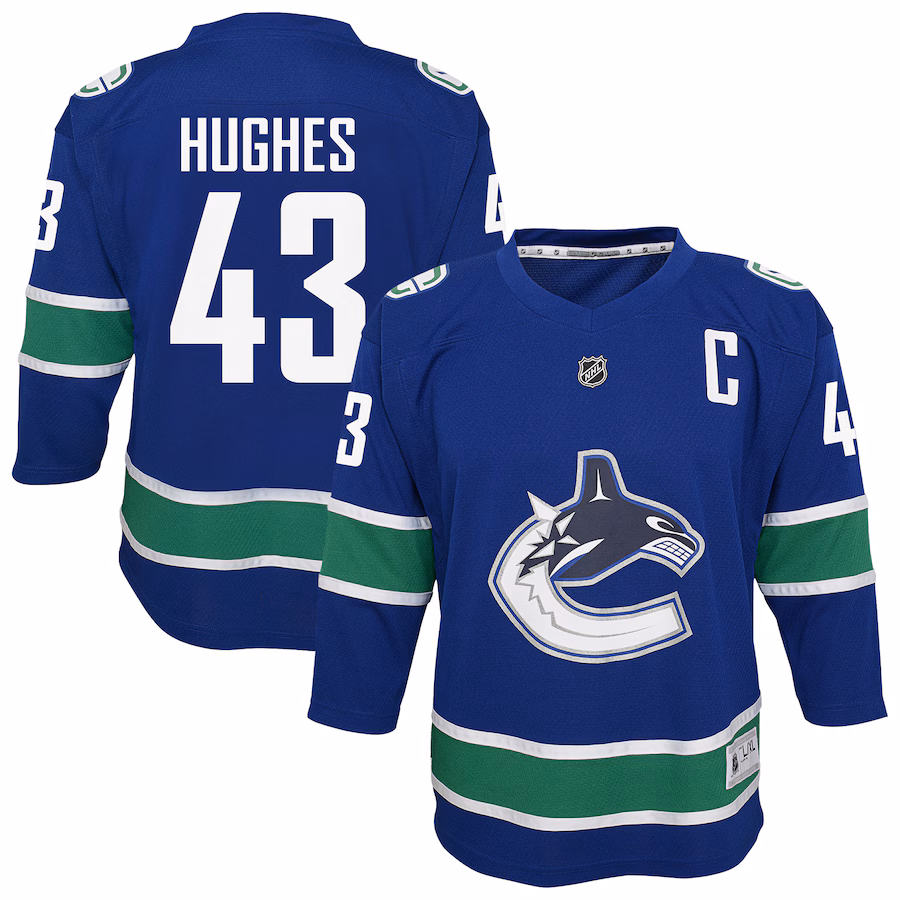 Youth Vancouver Canucks Quinn Hughes Outerstuff Blue Alternate Replica Player Jersey