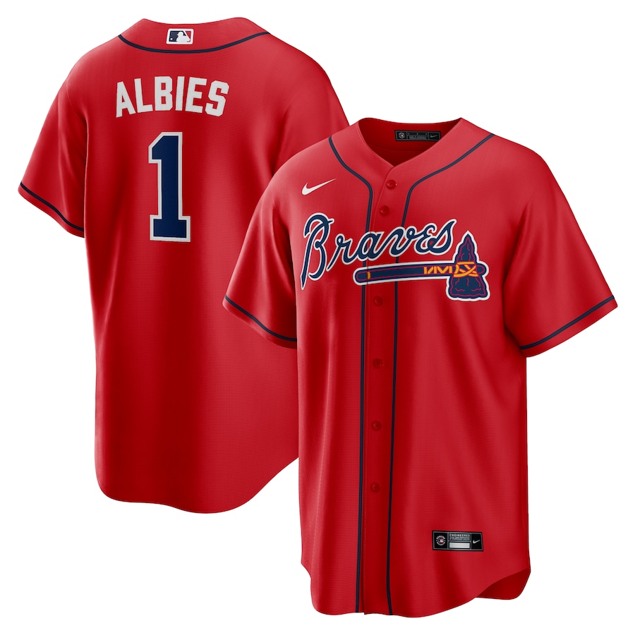 Men's Atlanta Braves Ozzie Albies Nike Red Alternate 2 Replica Jersey