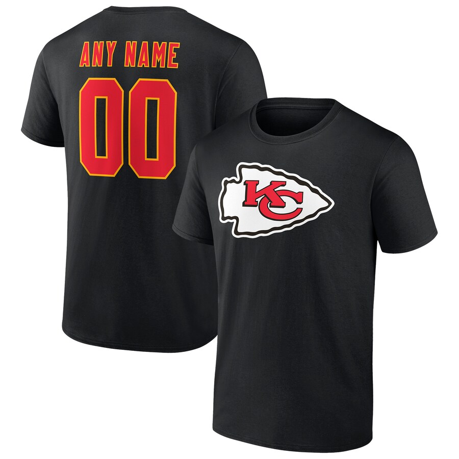 Men's Kansas City Chiefs Black Team Authentic Logo Personalized Name & Number T-Shirt