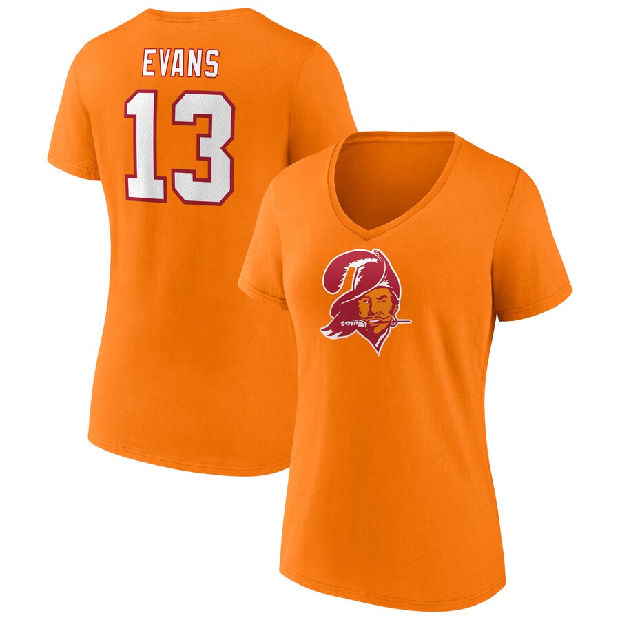 Women's Tampa Bay Buccaneers Mike Evans Fanatics  Orange Player Icon Name & Number V-Neck T-Shirt