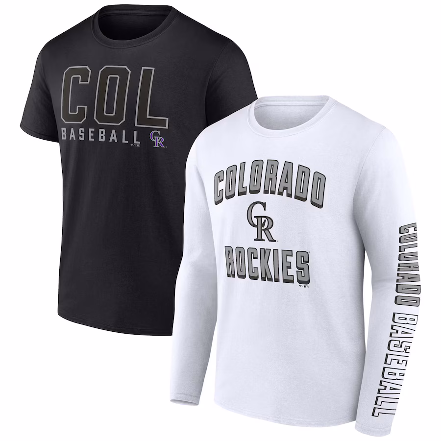 Men's Colorado Rockies Fanatics Black/White Two-Pack Combo T-Shirt Set