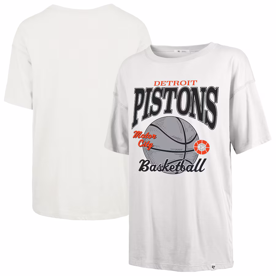 Women's Detroit Pistons  '47 White City Edition Down Court Sadie T-Shirt