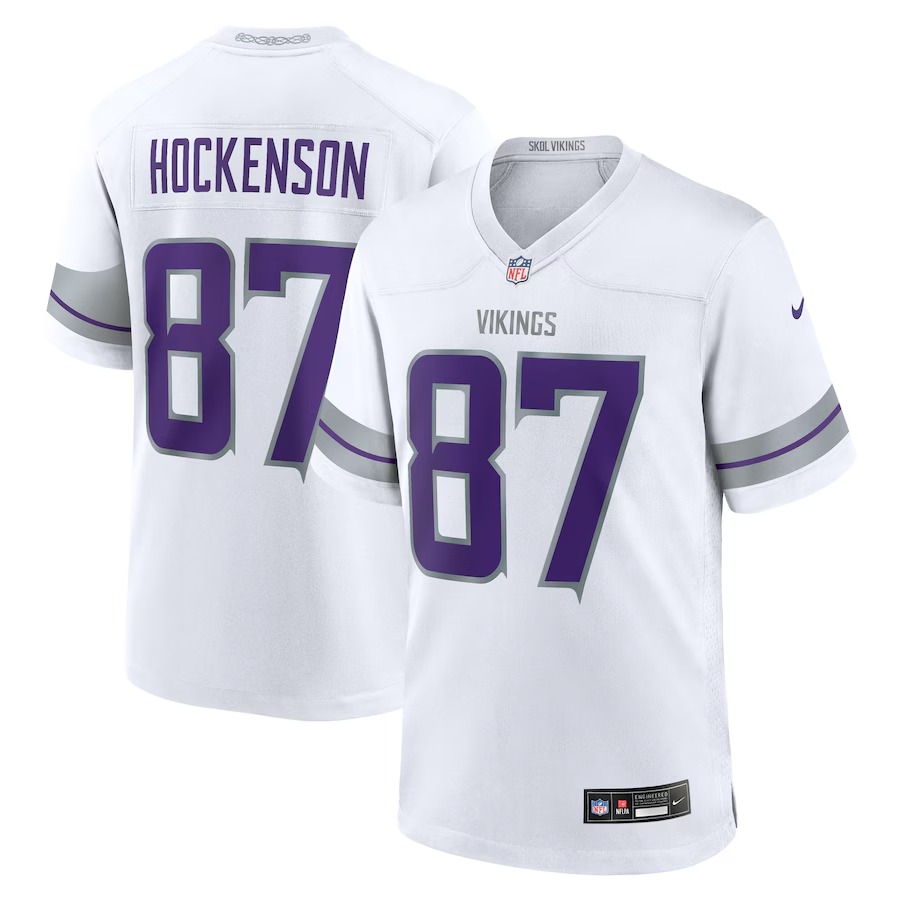 Men's Minnesota Vikings T.J. Hockenson Nike White Alternate Game Player Jersey
