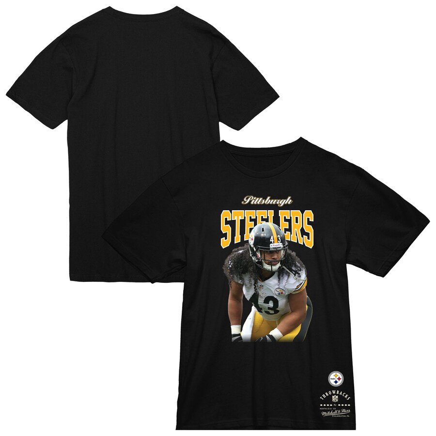 Men's Pittsburgh Steelers Troy Polamalu Mitchell & Ness Black Sideline Retired Player T-Shirt