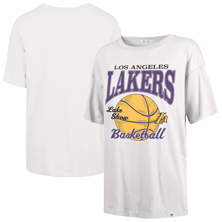 Women's Los Angeles Lakers  '47 White City Edition Down Court Sadie T-Shirt