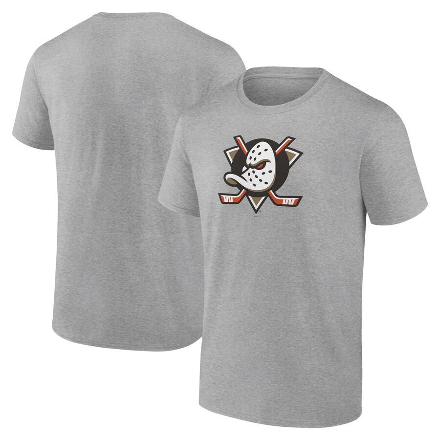 Men's Anaheim Ducks Heather Gray Primary Logo T-Shirt