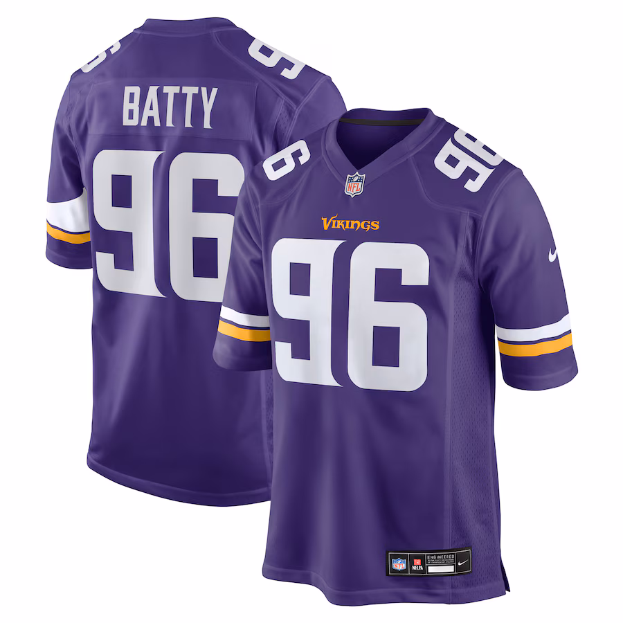 Men's Minnesota Vikings Tyler Batty Nike Purple Team Game Jersey