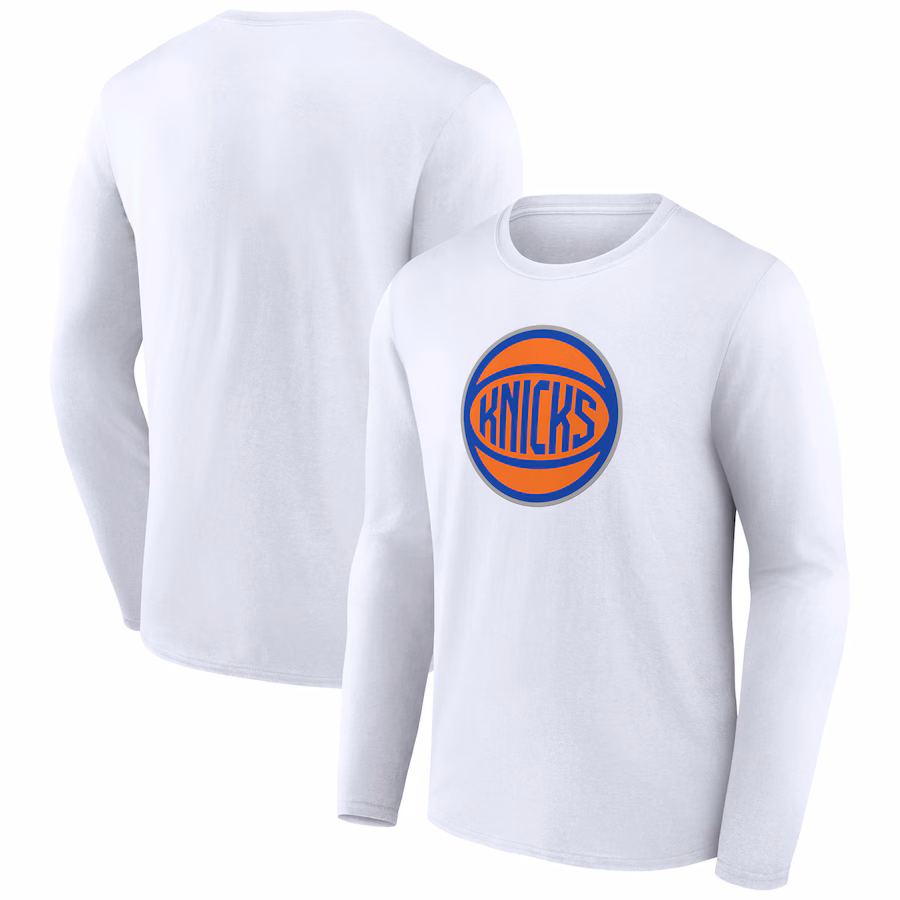 Men's New York Knicks White Alternate Logo Long Sleeve T-Shirt