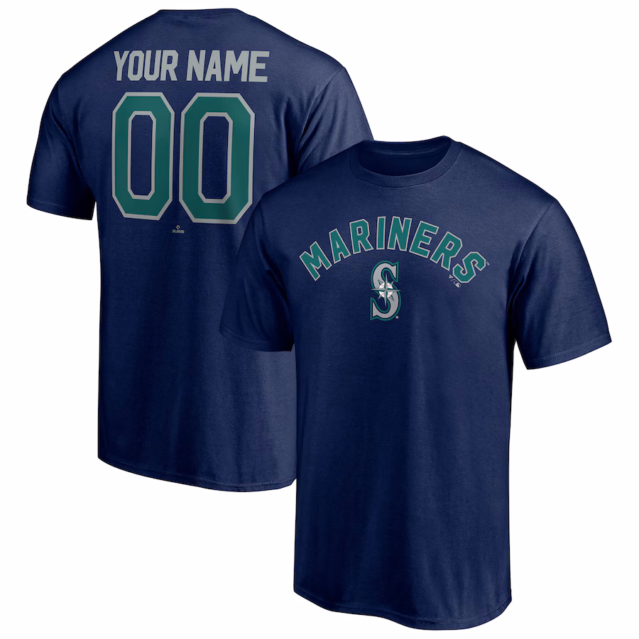 Men's Seattle Mariners Navy Personalized Team Winning Streak Name & Number T-Shirt