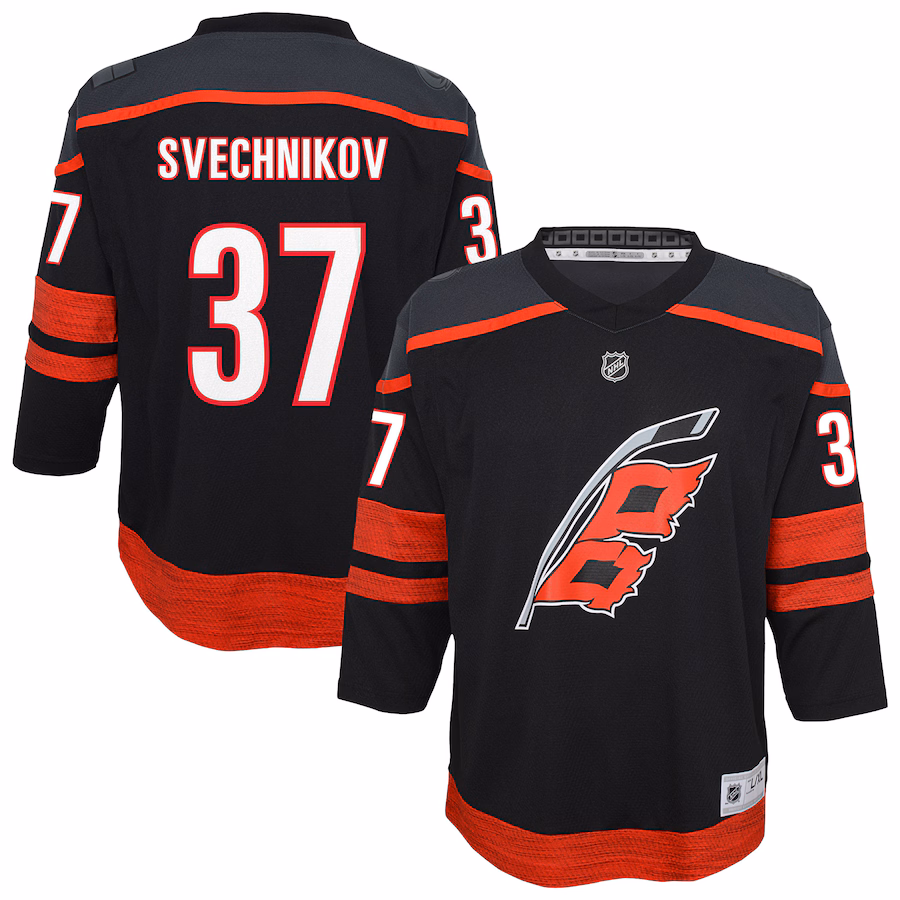 Youth Carolina Hurricanes Andrei Svechnikov Black Alternate Replica Player Jersey