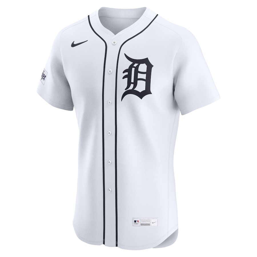 Men's Detroit Tigers Nike White Home Elite Custom Patch Jersey