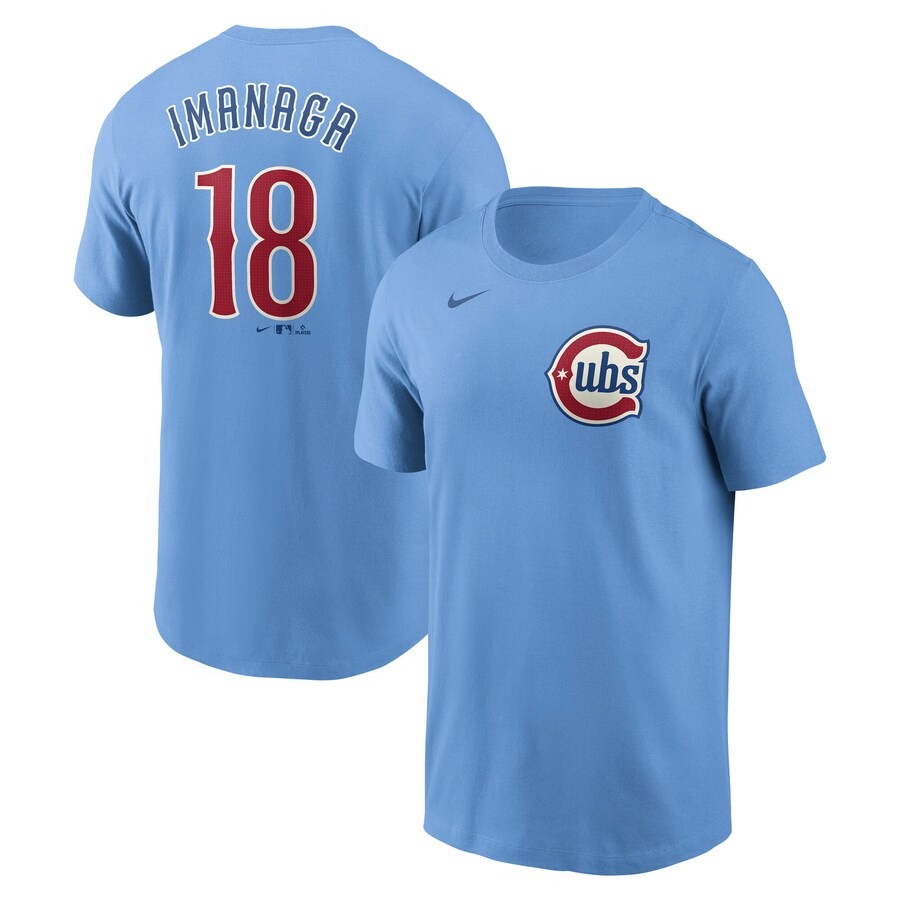 Men's Chicago Cubs Shōta Imanaga Nike Baby Blue Fuse Name & Number T-Shirt
