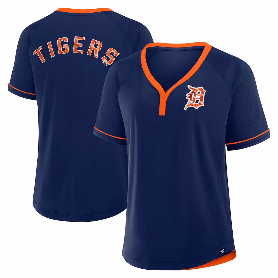 Women's Detroit Tigers Fanatics Navy Cooperstown Collection League Diva V-Neck T-Shirt