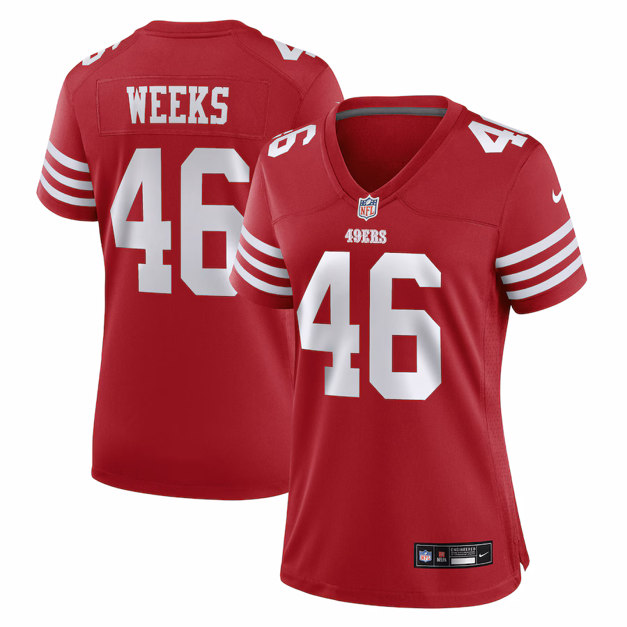 Women's San Francisco 49ers Jon Weeks Nike Scarlet Team Game Jersey