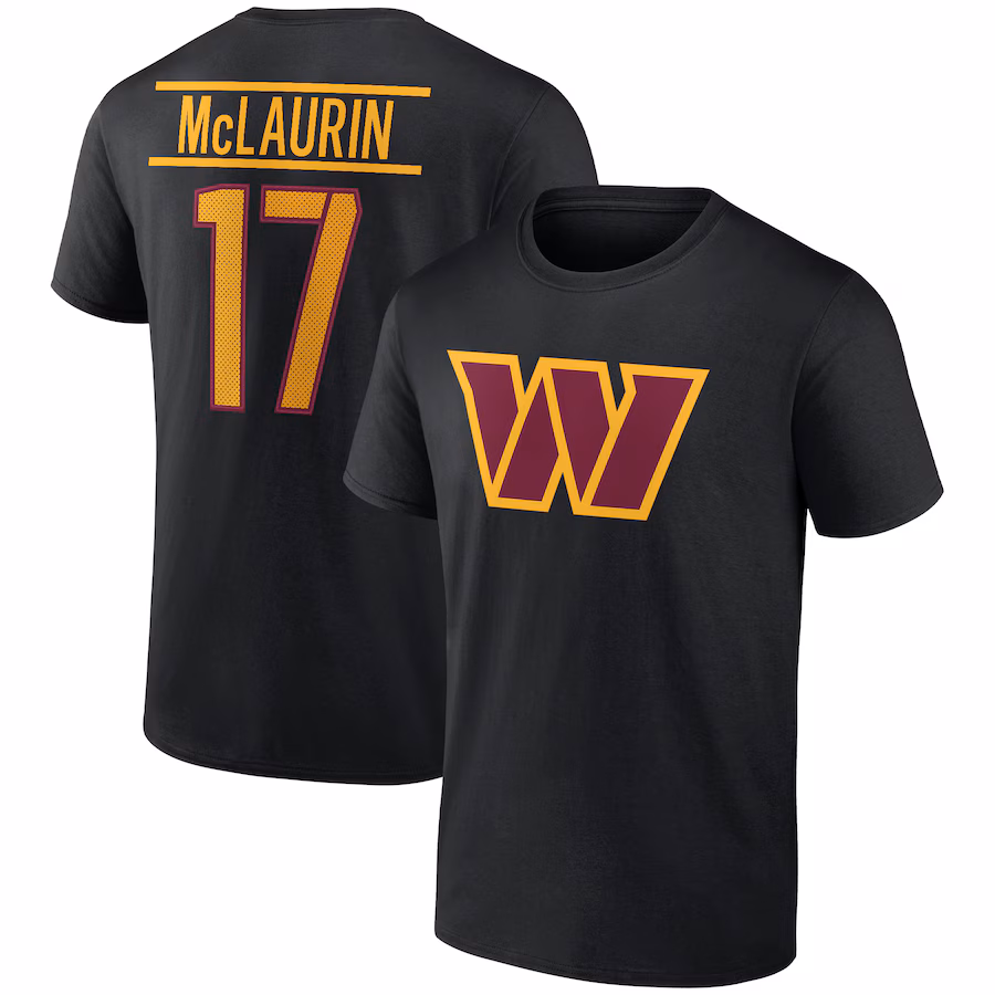 Men's Washington Commanders Terry McLaurin Black Icon Player Name & Number T-Shirt