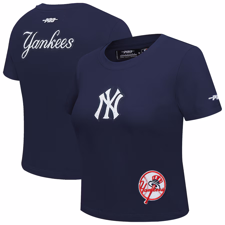 Women's New York Yankees Pro Standard Navy Game Day Classics Baby Doll Cropped T-Shirt