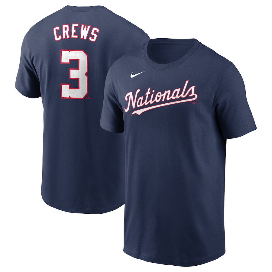Men's Washington Nationals Dylan Crews Nike Navy Fuse Name & Number T-Shirt