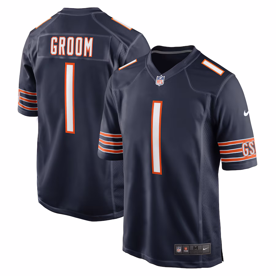 Men's Chicago Bears Number 1 Groom Nike Navy Game Jersey