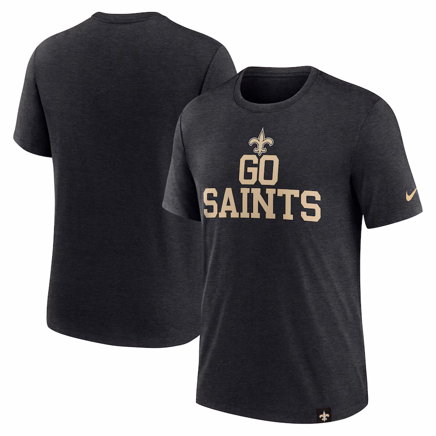 Men's New Orleans Saints Nike Heather Black Blitz Tri-Blend T-Shirt